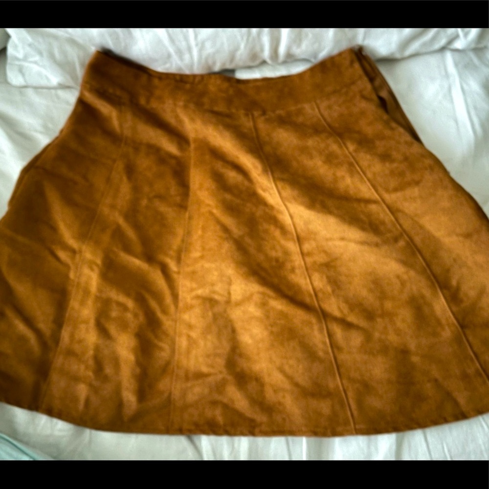 Mini suede or pseudo suede skirt